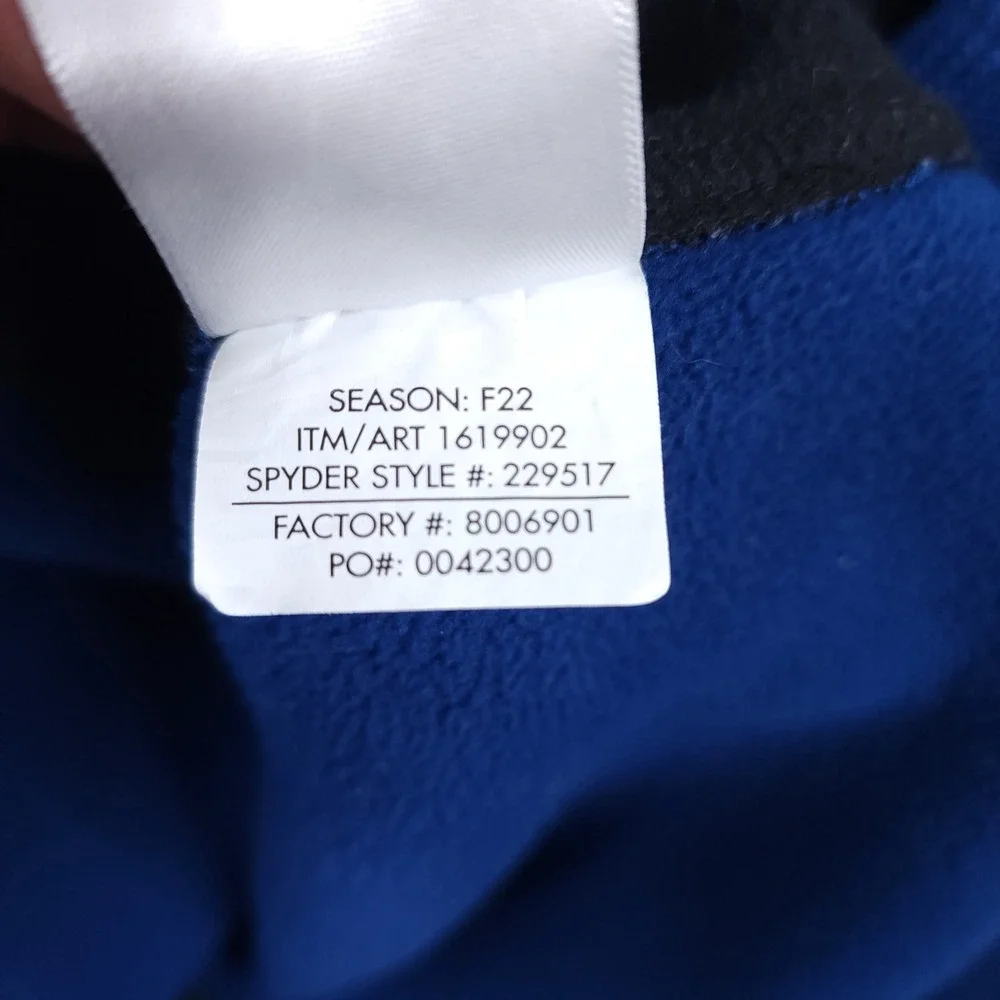 Spyder Mens Blue Black Quarter Zip Waffle Knit Fleece Pullover Jacket 229517 M